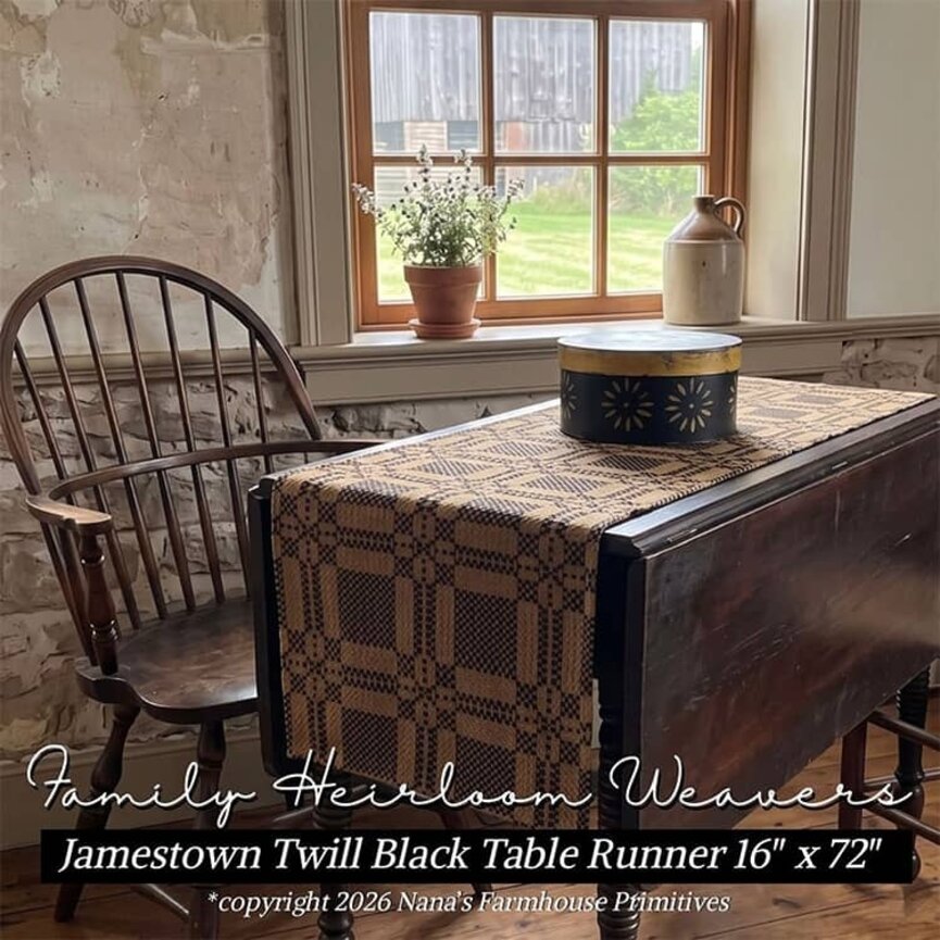 Jamestown Twill Table Runner Black - Various Sizes