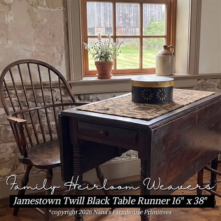 Jamestown Twill Table Runner Black - Various Sizes
