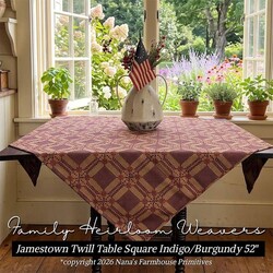 Jamestown Twill Table Square Indigo Burgundy - 52 "