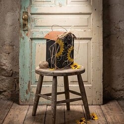 Primitive Sunflowers Birdhouse with Curved Roof - 11" x 8" x 7.5"
