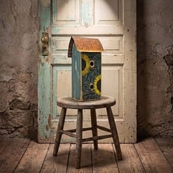 Country Sunflowers Birdhouse with Metal Roof Green Front & Sunflowers - 18" x 9" x 7"