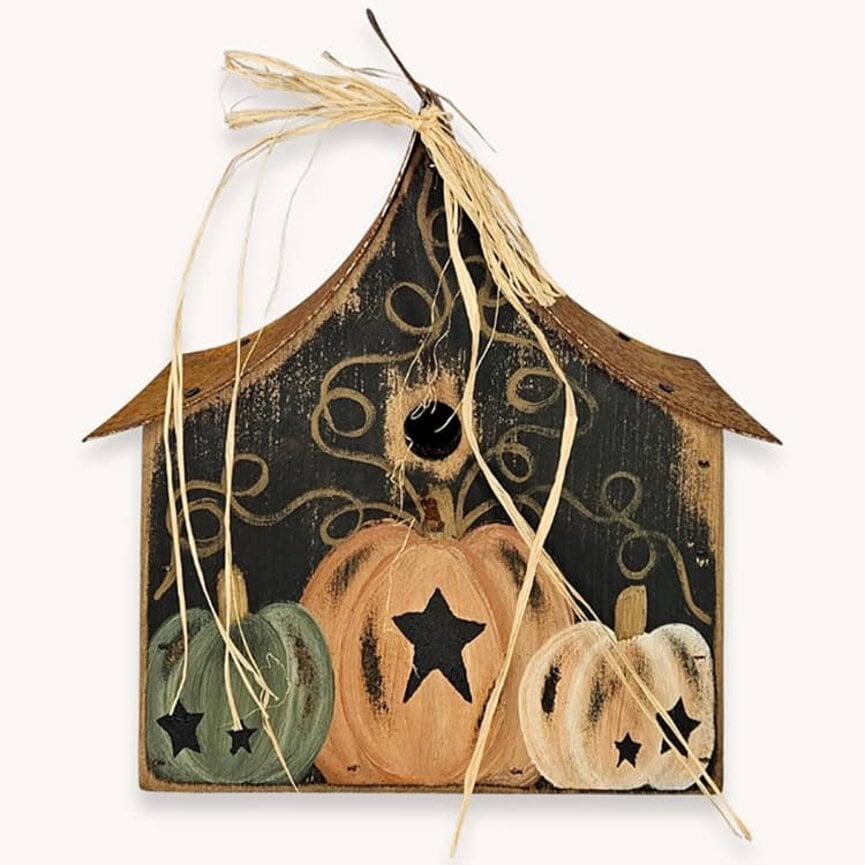 Pumpkin Swoop Birdhouse with Metal Roof - 14" x 13" x 7.5"