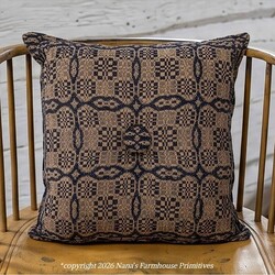 Saratoga Coverlet Pillow Navy & Tan - Various Sizes