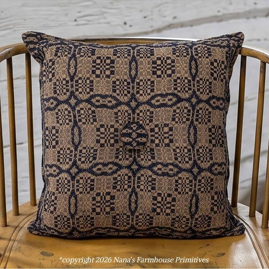 Saratoga Coverlet Pillow Navy & Tan - Various Sizes
