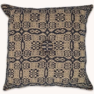 Saratoga Coverlet Pillow Navy & Tan - Various Sizes