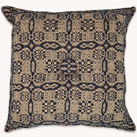 Saratoga Coverlet Pillow Navy & Tan - Various Sizes