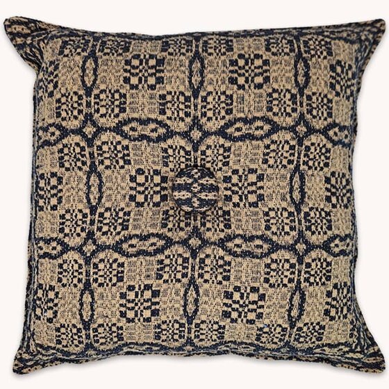 Saratoga Coverlet Pillow Navy & Tan - Various Sizes