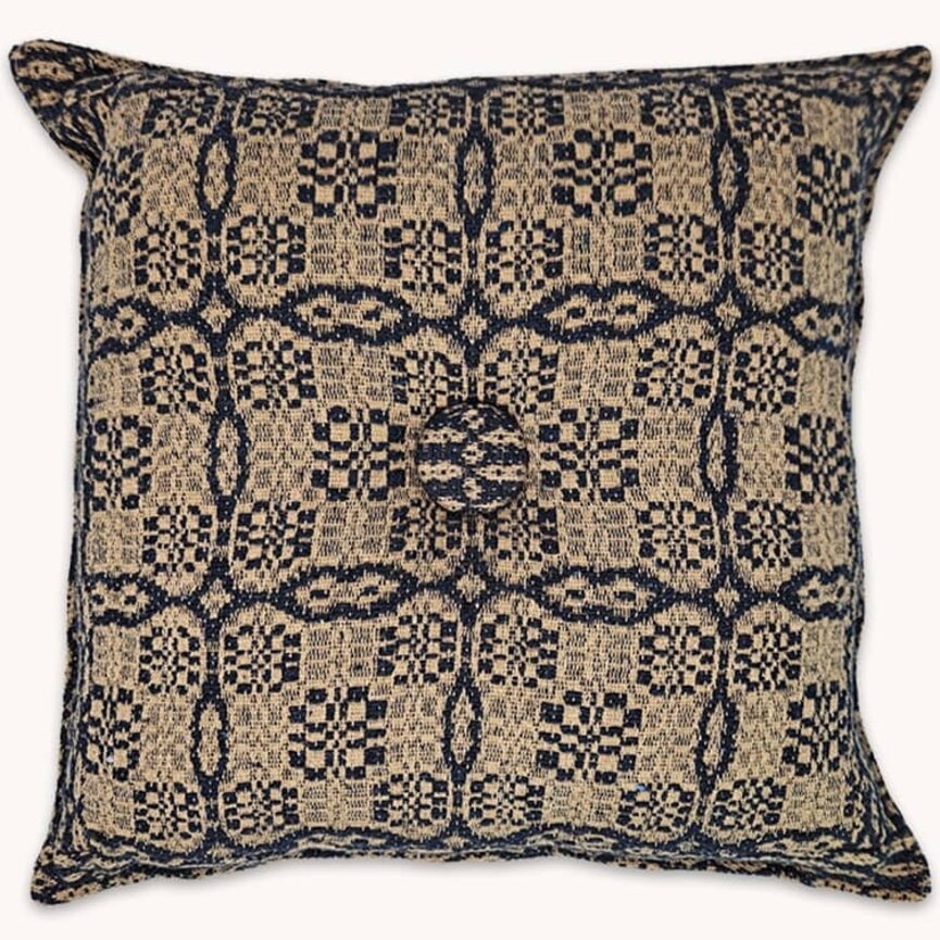 Saratoga Coverlet Pillow Navy & Tan - Various Sizes