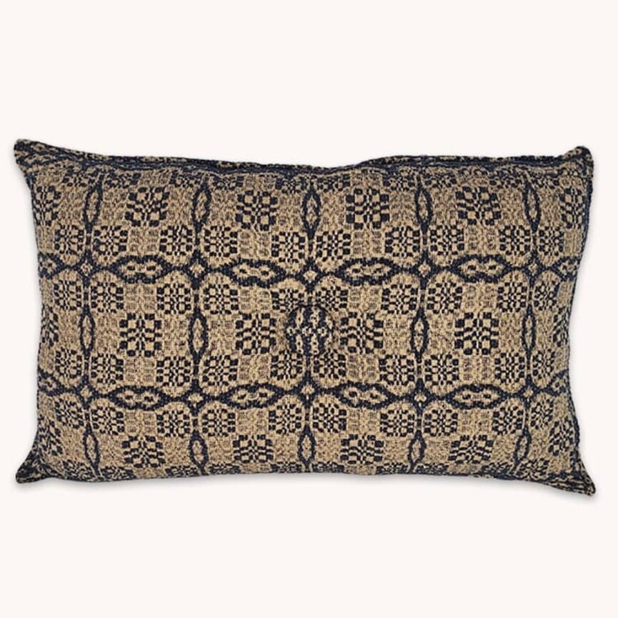 Saratoga Coverlet Pillow Navy & Tan - Various Sizes