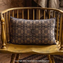 Saratoga Coverlet Pillow Navy & Tan - Various Sizes