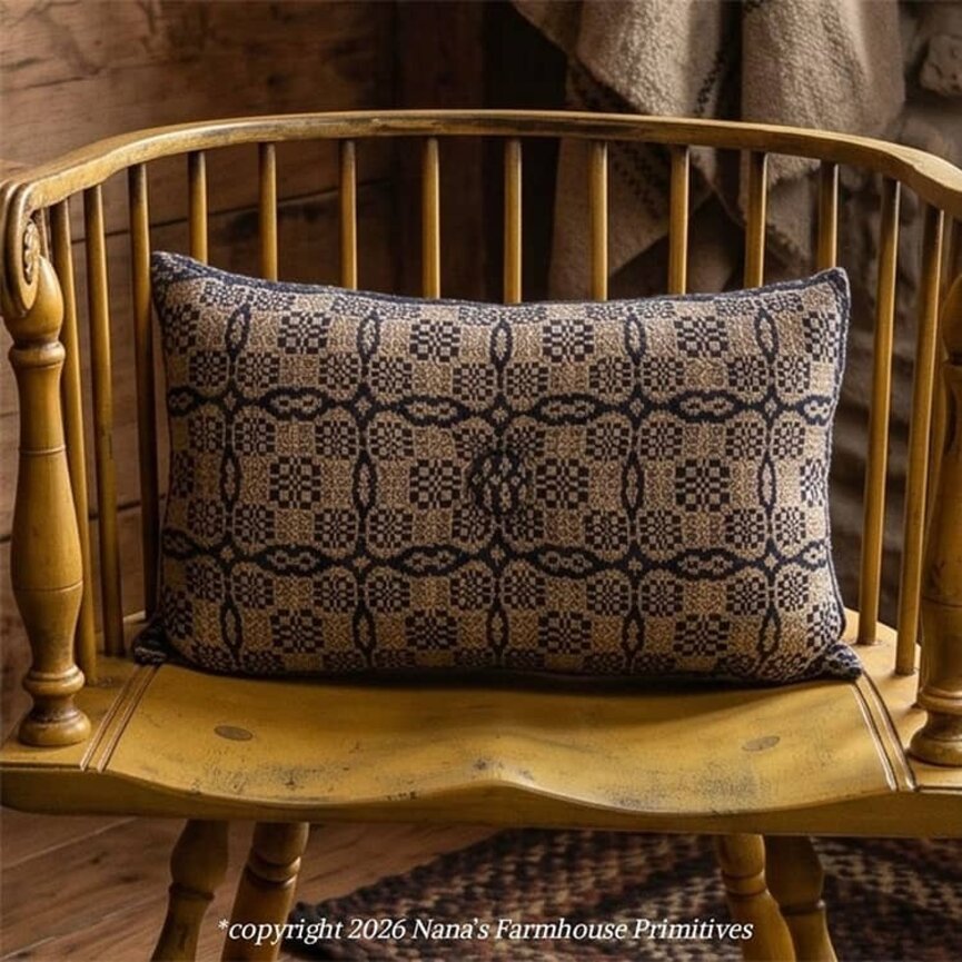 Saratoga Coverlet Pillow Navy & Tan - Various Sizes