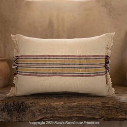 Monahan Pillow Multi Stripe Mustard Blue & Red - 16"