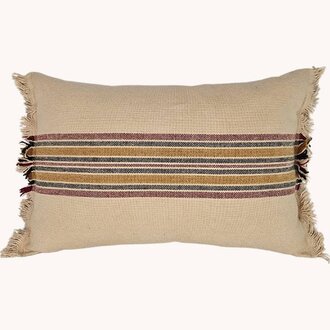 Monahan Pillow Multi Stripe Mustard Blue & Red