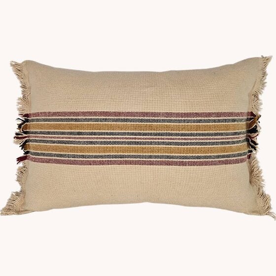 Monahan Pillow Multi Stripe Mustard Blue & Red