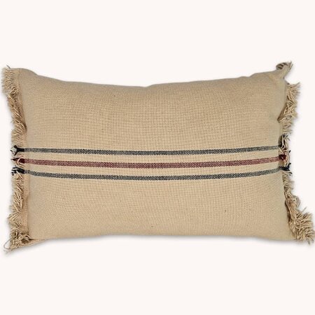 Monahan Pillow Three Stripes Blue & Red