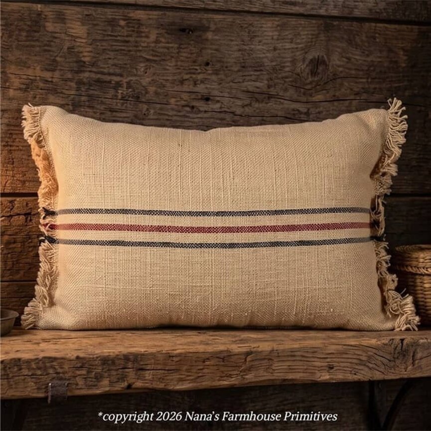 Monahan Pillow Three Stripes Blue & Red - 16"