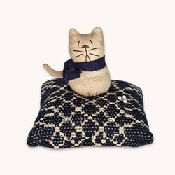 Cat Sitting on Coverlet Pin Cushion - 5.5" T x 5" W