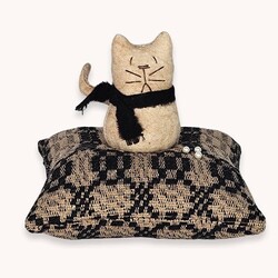 Cat Sitting on Coverlet Pin Cushion - 5.5" T x 5" W