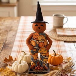 Standing Pumpkin Man in Overalls & Hat - 17"