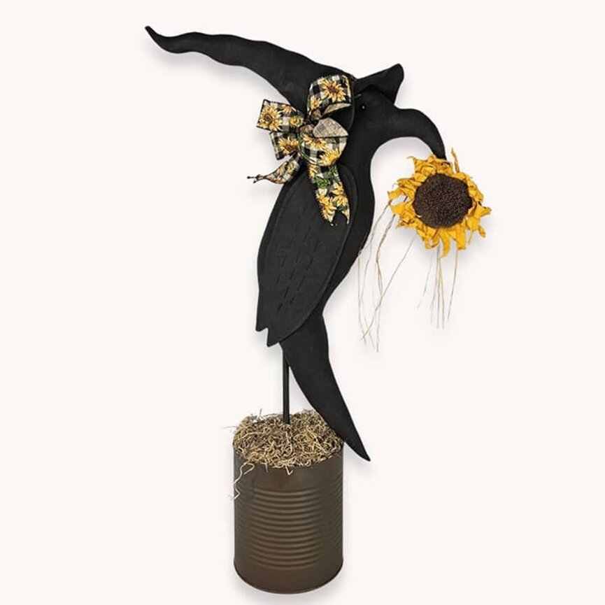 Black Crow Sunflower in Rusted Coffee Can - 29"