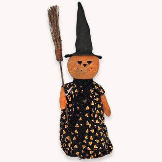 Candy Corn Pumpkin Witch Doll