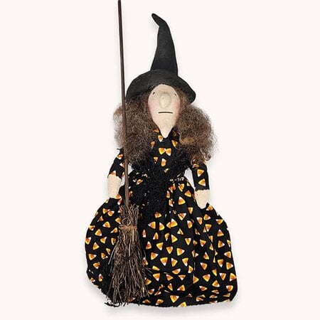 Candy Corn Witch Doll with Broom