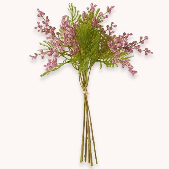 Pink Berry w/Foliage Bundle 6 Stems - 15"