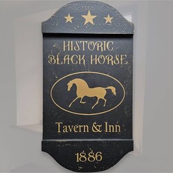 Historic Black Horse Black Mustard Tavern Sign - 29" x 16"