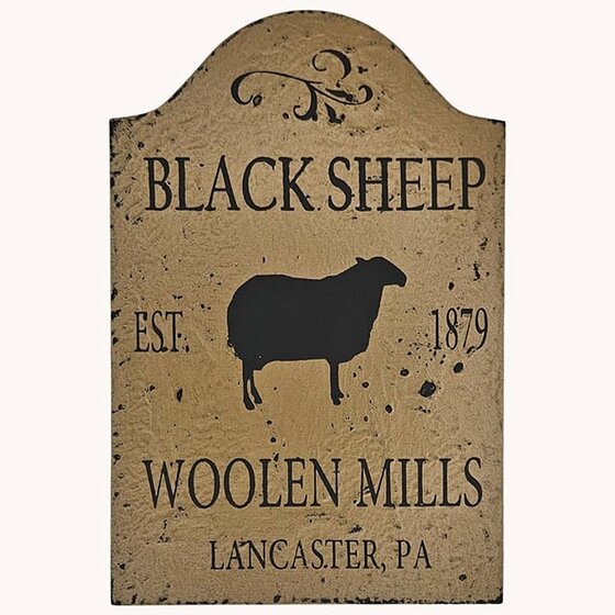 Black Sheep Woolen Mills Shelf Sitter Tavern Sign