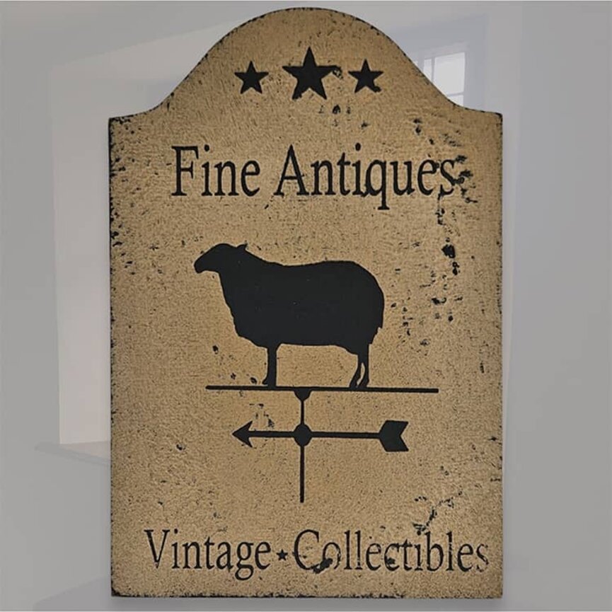 Tavern Sign Fine Antiques Vintage Collectibles Shelf Sitter - 9" x 6"