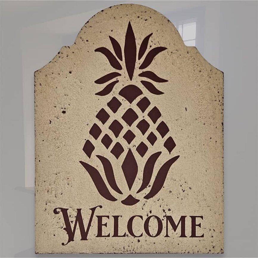 Tavern Sign Welcome Pineapple Shelf Sitter -12" x 9"