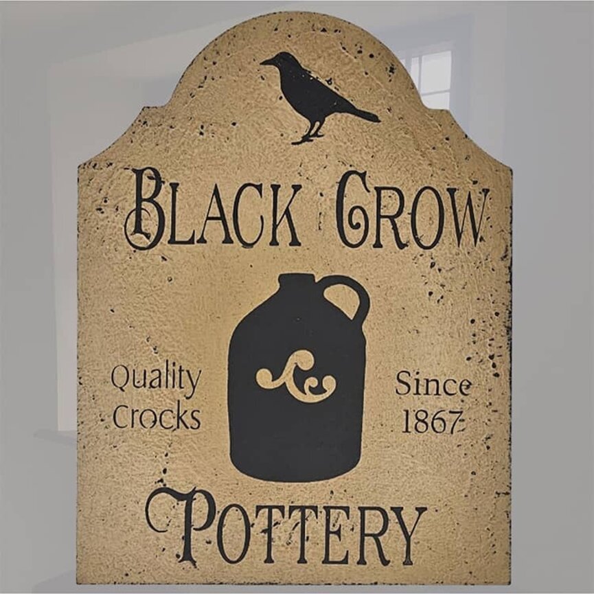 Tavern Sign Black Crow Pottery Shelf Sitter - 12" x 9"