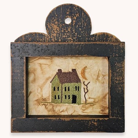 Sage Green Saltbox House Needle Punched Sampler