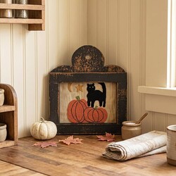 Needle Punched Black Cat with Pumpkins Sampler - 10" x 9"