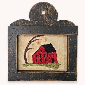 Red Saltbox House Needle Punched Sampler - 10"