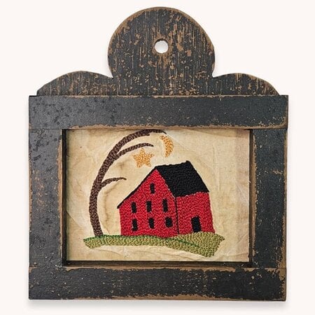 Red Saltbox House Needle Punched Sampler - 10"
