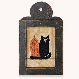 Black Cat & Pumpkin Needle Punch Framed