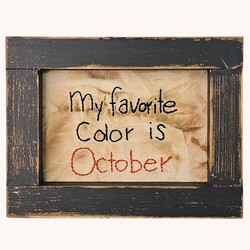 Stitched Sampler My Favorite Color is October - 6.5" x 8.5"
