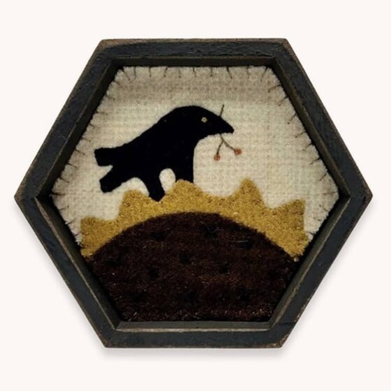Wool Crow On Sunflower Applique
