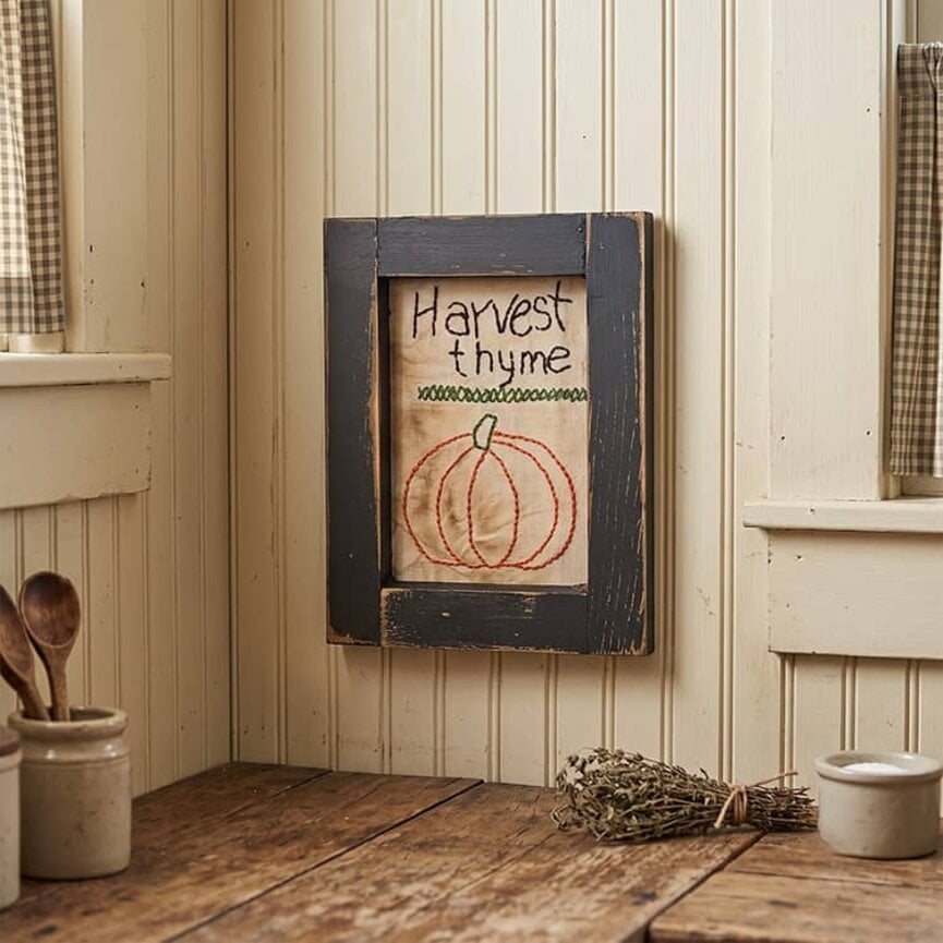 Stitched Sampler Harvest Thyme with Pumpkin - 8.5" x 6.5"