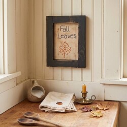 Stitched Sampler Fall Leaves with One Golden Leaf - 8.5" x 6.5"