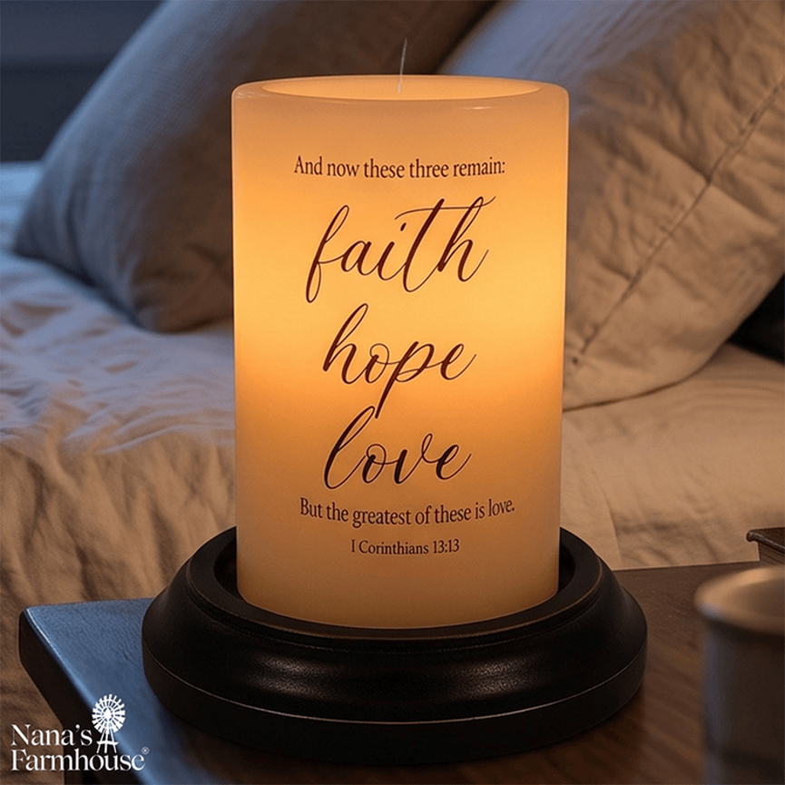 Faith, Hope, Love Candle Sleeve - Vanilla