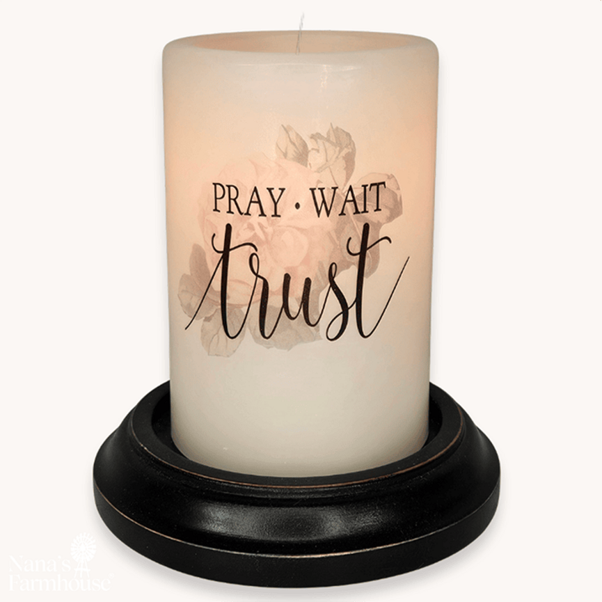 Pray, Wait, Trust Candle Sleeve - Vanilla