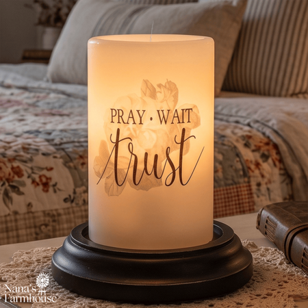 Pray, Wait, Trust Candle Sleeve - Vanilla