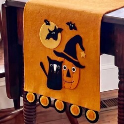 Cats Bats Pumpkin Felt Runner - 14" x 36"