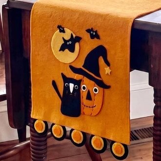 Cats Bats Pumpkin Felt Runner - 36"