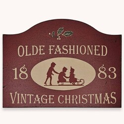 Old Fashioned Vintage Christmas Shelf Sitter Sign - 12"