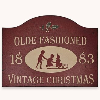 Old Fashioned Vintage Christmas Shelf Sitter Sign