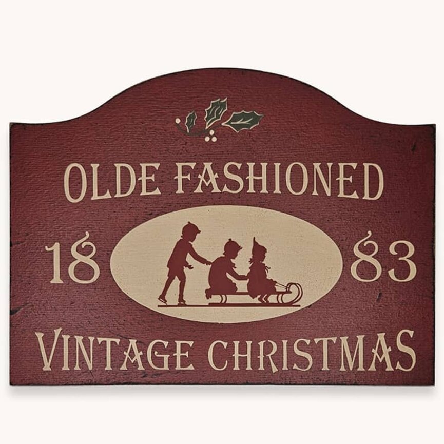 Old Fashioned Vintage Christmas Shelf Sitter Sign - 12"