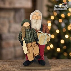 Santa Doll Sitting with Tiny Tim & Package - 19"